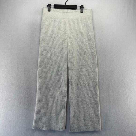 Aerie Sweatpants Women's Large Gray Textured Knit Wide Leg Flared Loose Baggy - Picture 1 of 10